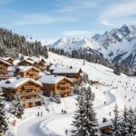 10 Best Hotels in Courchevel (2025/26): Where to Stay in 1850 A wide view of Courchevel ski resort with snow-covered chalets and ski slopes.