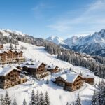 A picturesque view of Courchevel 1850 resort nestled in the French Alps.