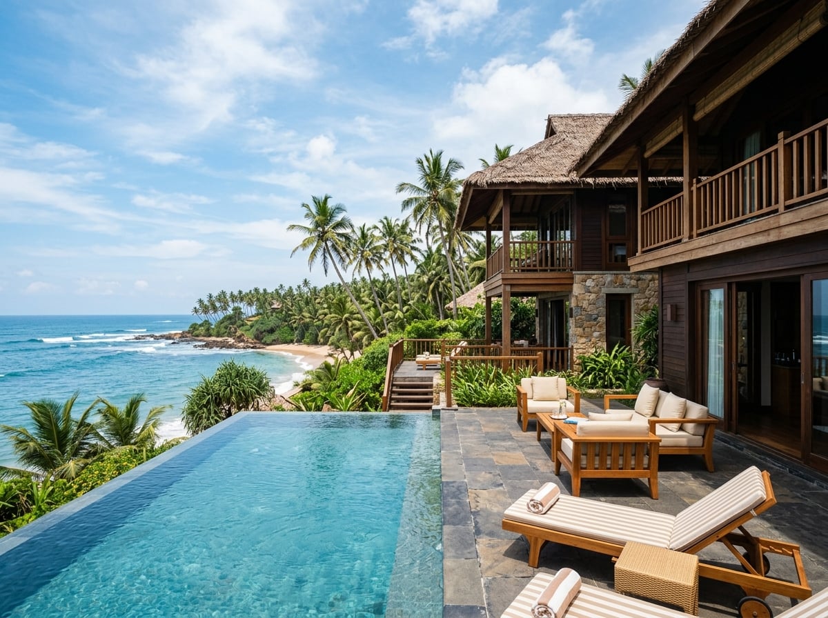 A multi-bedroom villa with a private pool at a luxury resort in Tangalle, Sri Lanka.