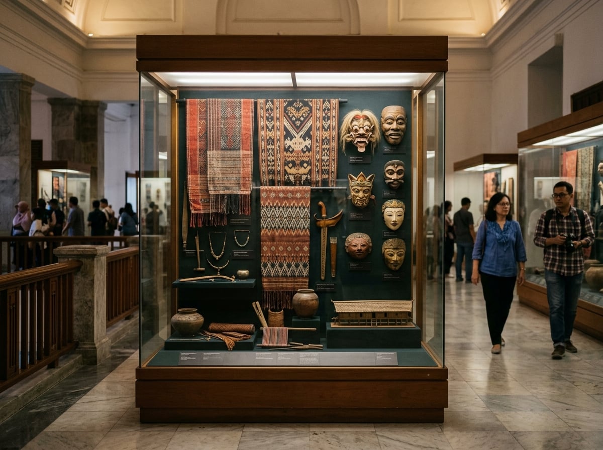 Ethnographic displays inside the National Museum of Indonesia.
